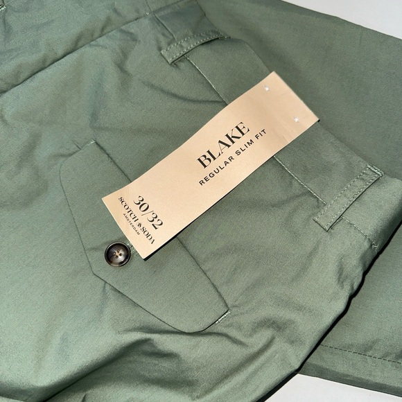 Scotch & Soda Amsterdam Pants Blake Cuffed Green Slim Fit 100% Cotton 30/32 NWT - Picture 5 of 10